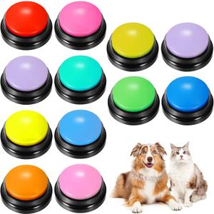 Chumia 12 Pcs Voice Recording Button, Dog Buttons for Communication 30 Second Record & Playback Pet Talking Training Buzzers Funny Gift for Animal Office Home Study Family Game(Multi Colors)
