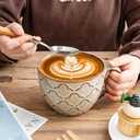Ceramic Extra Large Coffee Mugs with Handles, 24 oz Coffee Cups, Large Soup Mugs for Cappuccino, Ramen, Oatmeal, Soup Mugs with Handles, Dishwasher and Microwave Safe(Reactive Glaze Grey)