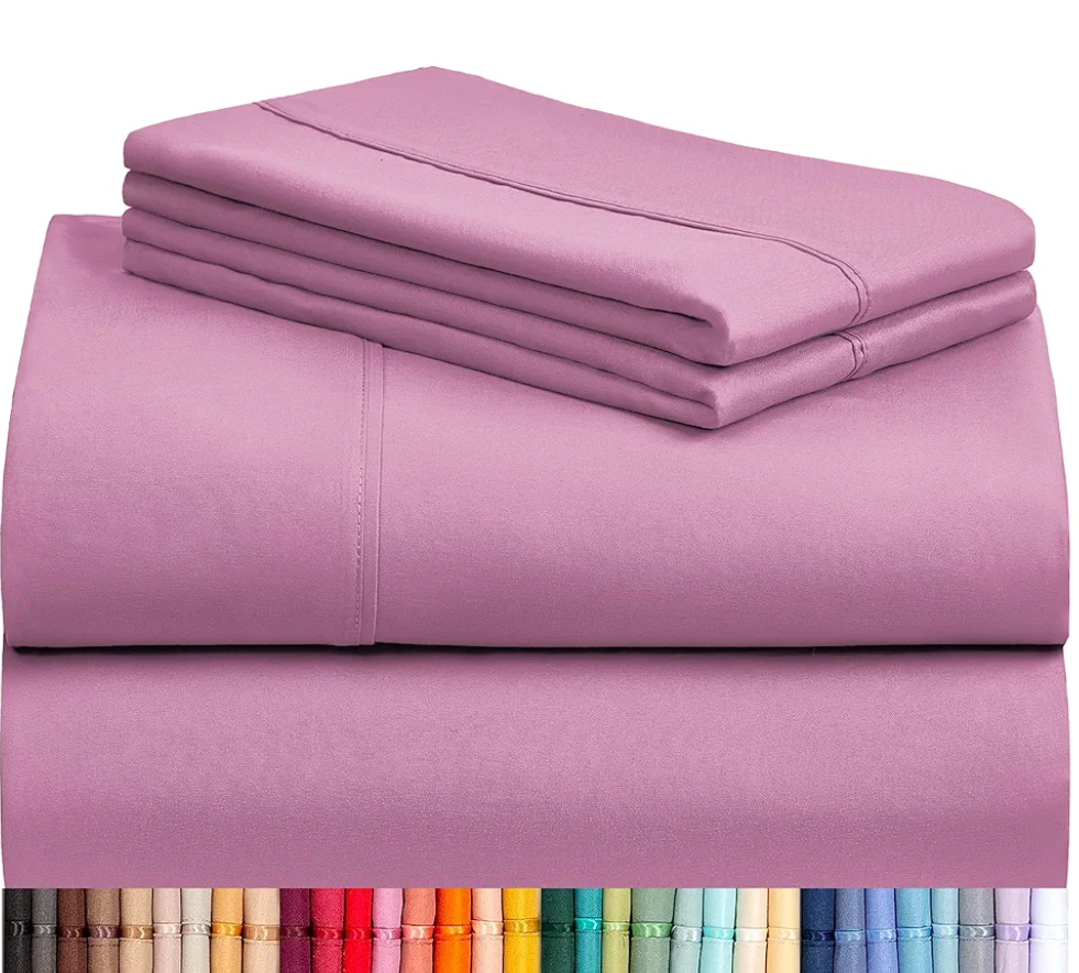 LuxClub 3 PC Sheet Set Bed Sheets Deep Pockets 18" Eco Friendly Wrinkle Free Cooling Machine Washable Hotel Bedding Silky Soft - Light Plum Twin XL