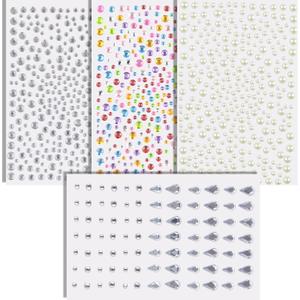 6 x Face Gems - Self Adhesive Body Glitter Hair Jewelry Tattoos | Rhinestones Earrings Nail Jewels for Women - Gem Stickers Festival Makeup Costumes Shirts Pajamas for Adult | Festival Rave Essentials