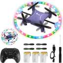 Mini Drone for Kids, Small Beginners Small RC Drone Quadcopter Drones, 2.4G Remote Control Toy with LED Lights, One Key Take Off/Landing, 360 Spinning, 90 Degree Circle Flight Gifts for Boy Girl
