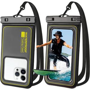 Waterproof Phone Pouch 2 Pack, IP68 Floating Waterproof Phone Case, Up to 8.3" Dry Bag for iPhone 17 16 15 14 13 Pro Max Samsung S25 Ultra S24 S23, Kayak/Beach/Cruise Travel Essentials Black