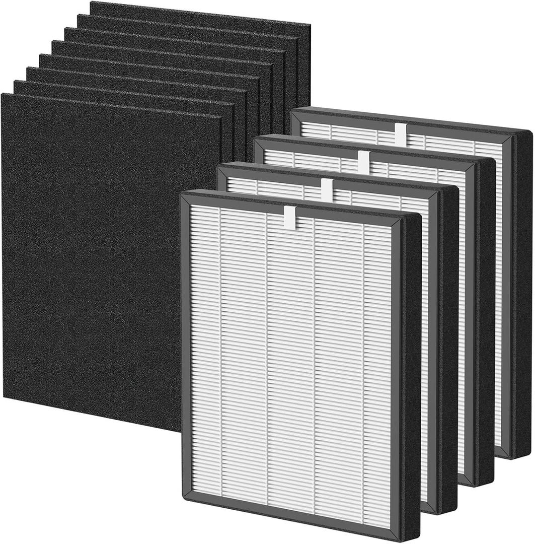 ProHEPA 9000 True HEPA Filters Replacement Compatible with VEVA ProHEPA 9000 Air Cleaner Purifier, 4 True HEPA Filters + 8 Activated Carbon Filters