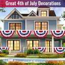 3x6Ft American Bunting Flags for Outside: 4th of July Decorations Outdoor USA Patriotic Pleated Half Fan Bunting Flag for Porch Banner Decor 4 pack
