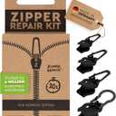 Zlideon Zipper Repair Kit for Narrow Zippers - 4pcs, Black | Instant Zipper Pull Replacement Slider for Dresses, Bedding, Hoodies, Light Jackets, Inner of Handbags | Easy to Install | Made in Germany