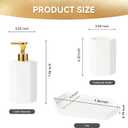 Ceramic Bathroom Accessories Complete with Soap Dispenser, Toothbrush Holder, Bathroom Tumbler, and Vanity Tray - Modern Bathroom Decor,3PCS (Gold)