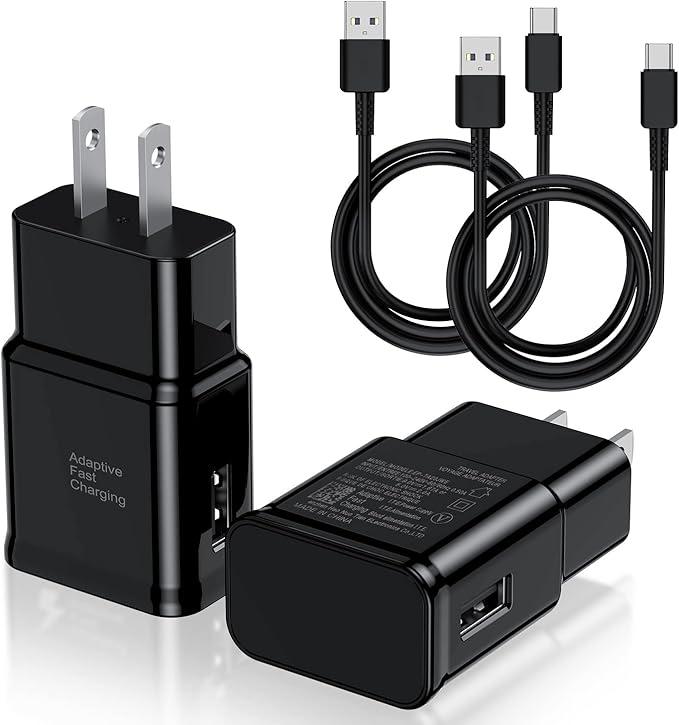 Type C Charger Fast Charging, 2 Pack USB C Android Phone Wall Charger Block & 10ft Charge Cable Cord, for Samsung Galaxy S8 / S9 / S10 Plus Active S10e, S20 / S21 Ultra Plus, Note 8 9 10, Pixel 3 etc
