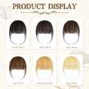 SOFEIYAN Clip in Bangs 100% Real Human Hair Extensions Clip On Wispy Bangs Air Bangs Fringe With Temples Hairpieces Brown Natural Hair Clip in Hair Extension Curved French Bangs for Women Daily Wear
