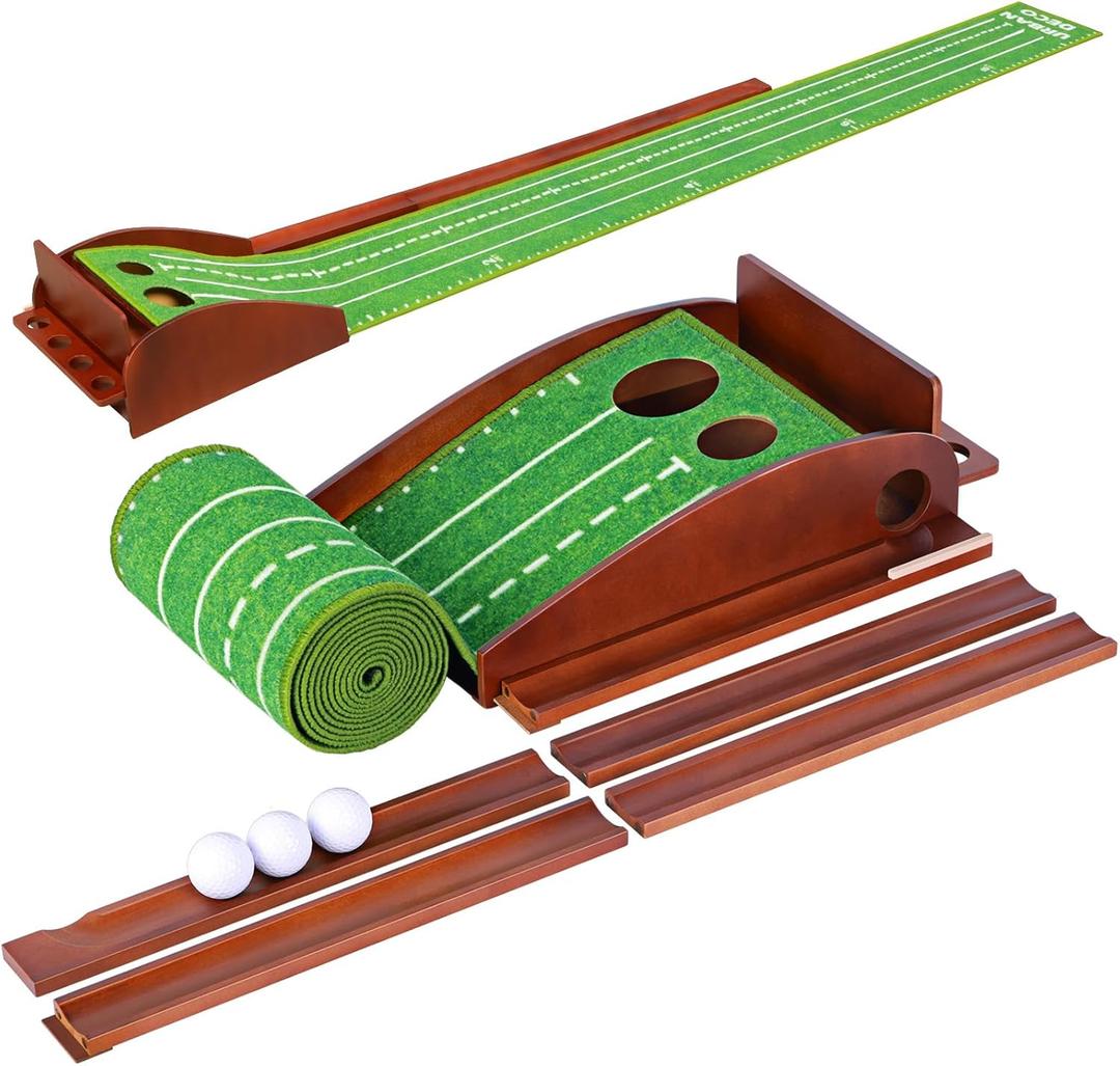 Urban Deco Putting Green Indoor, Golf Putting Mat Putting Matt with Auto Ball Return Training for Indoor and Outdoor Practice, Mini Golf Game for Home Office Backyard, Golfer Man Gift