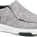 OrthoComfoot Men's Orthopedic Comfortable Slip-On Shoes with Arch Support, Orthotic Loafers for Plantar Fasciitis, Canvas Leisure Vintage Flat Walking Shoes for Foot and Heel Pain Relief (12, Light Grey)