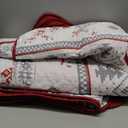 Luxudecor Christmas Quilt Set King Size 3 Pieces, Red Snowflakes Reindeer Bedspread with Pillow Shams, Soft Reversible Coverlet Xmas Bedding Set Holiday Decor 104"x90"