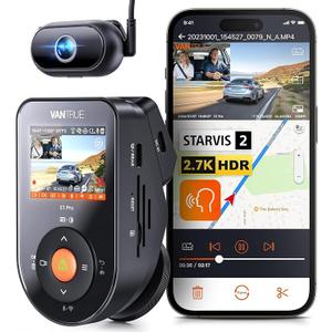 Vantrue S1 Pro DMS 2.7K Dash Cam Front and Inside, STARVIS 2 AI Dash Camera