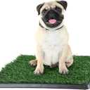 Artificial Grass Puppy Pad with Tray 16x20 inch | Reusable Indoor & Outdoor Dog Potty Training Mat System | Washable Fake Grass Pet Housebreaking Pad for Puppies & Small to Medium Dogs by PETMAKER