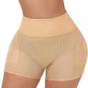 Lu's Chic Women's Padded Shapewear Shorts Hip Padding Lifter Panties Mesh Body Shaper Shorts Shapewear (Beige, S)