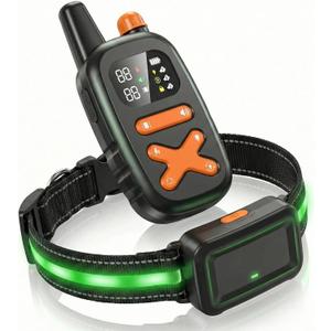 Remote Training Collar with LED Light 3300FT Range, Rechargeable & Waterproof, Beep and Vibration Modes with Adjustable Levels, Reflective Strap for Small Medium Large Dogs