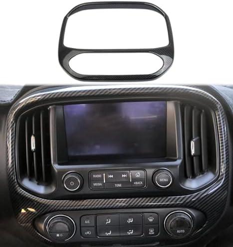 Korlot Carbon Fiber Central Navigation Screen Panel Middle Air Outlet AC Vent Cover Trims molding Accessories for Chevrolet Colorado 2015-2022 for GMC Canyon 2015-2022