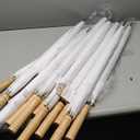 12 Pcs Wedding Umbrellas Bulk, 41 Inch Wedding Stick Umbrellas with Wooden Handle (White)