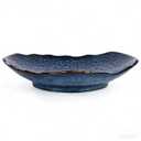 XIYOUQI Blue Decorative Bowl - 9.6” Blue Ceramic Fruit Bowl，Pottery Key Bowl for Entryway Table, Candy Dish, Jewelry Trinket Dish, Fruit Bowl for Kitchen Counter, Rustic Glazed Bowl for Home Decor