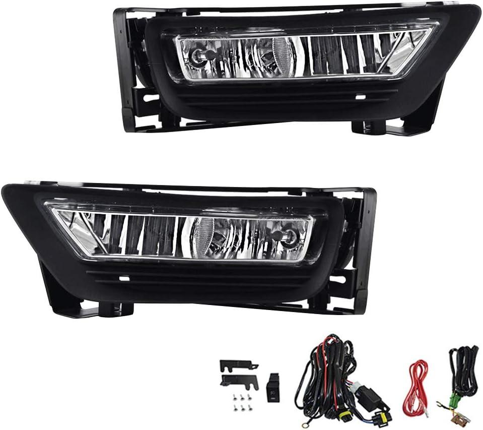Driving Fog Lights Lamps Replacement for Honda Accord 2013 2014 2015 4-door Sedan with H11 12V 55W Halogen Bulbs HO2593132 HO2592132 (Clear Lens)