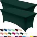 Utopia Kitchen Spandex Tablecloth 2 Pack [6FT, Hunter Green] Tight, Fitted, Washable and Wrinkle Resistant Stretch Rectangular Patio Table Cover for Event, Wedding & Parties [72Lx30Wx30H Inch]