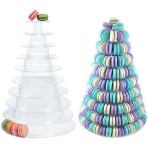 10 Tiers Round Macaron Tower Stand Plastic Transparent Cake Stand Macaron Display Rack Desserts Cupcake Holder Platter for Baby Shower, Birthday Party, Wedding, Party Decor