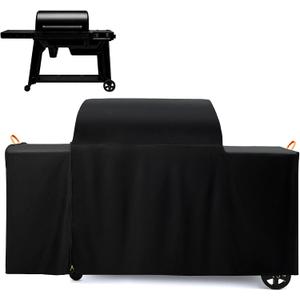 Waterproof Grill Cover for Traeger Woodridge Pro & Woodridge Elite Wood Pellet Smoker, with Additional Side Zipper, Full-Length 600D All Weather Outdoor Accessories Bac776 (Cover Only) (Black)