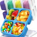 Canfanni 5 Pack Bento Snack Containers, 4 Compartment BPA-free Plastic Food Storage Containers, Divided Lunchable Container, Bento Lunch Box for Work and Travel