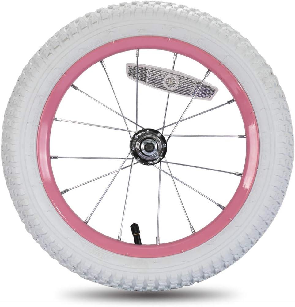 JOYSTAR 14 Inch Kids Bike Front Wheels Replacement with 14 Inch Air Rubber Tire White