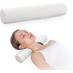 Cozyhealth 3.1" H Small Cervical Roll Pillow, Medium Soft Memory Foam Neck Round Pillow Cylinder Bolster Pillow for Sleeping, Round Neck Support for Bed, Legs, Back and Yoga (White, Small - 3.1" H)