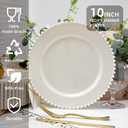 72 Pcs Party Plates Dinner Plate, 10 Inch Ivory Plastic Plate Disposable Heavy Duty,Fancy Ivory Charger Disposable Plastic Plate for Party Wedding Bridal Showers