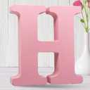 AOCEAN 8 Inch Pink Wood Letters Unfinished Wood Letters for Wall Decor Decorative Standing Letters Slices Sign Board Decoration for Craft Home Party Projects (H)