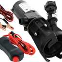 Flojet Macerator Pump 18555-000A - 12V DC Waste Pump for Camper/RV - Empties 40-Gal Tank in 5 Mins - 9 GPM Output - 3/4" Garden Hose Connection - Stainless Steel Grinder, Self-Priming, Remote Switch