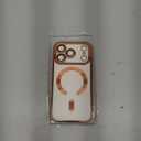 Compatible with iPhone 17 Pro Case with 360 Spin Magnetic Ring Stand [Compatible with Mag-Safe] Full Camera Lens Protector Plating Clear Phone Case for iPhone 17 Pro 6.3", Orange