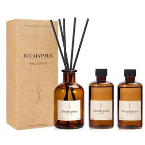 Reed Diffuser Set, 8.12 fl.oz Eucalyptus Scented Diffuser with Sticks, Up to 120 Days, Home Fragrance Reed Diffuser for Bathroom Shelf Decor & Room Freshener, 3 Pack