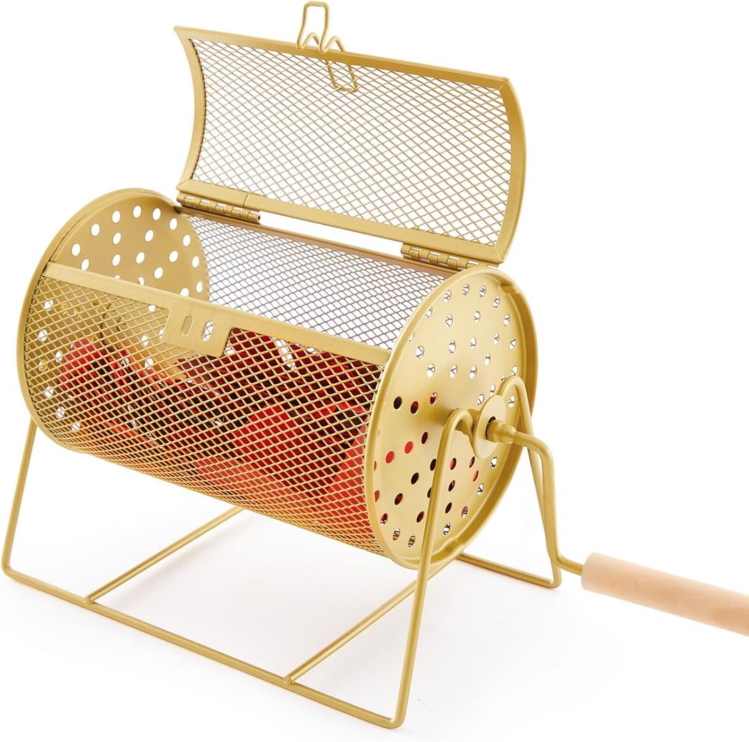 7.09" X 4.72" Small Raffle Drum Upgraded Ticket Spinner Detachable Handle Holds 600 Tickets Raffle Wheel Spinner with Stand Drum Cage for Games Events(Gold)