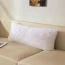 XeGe 14x36 Fluffy Faux Fur Lumbar Throw Pillow Cover, Shaggy Fuzzy Comfy Lumbar Support Pillowcase with Zipper, Plush Furry Long Cushion Pillow Case for Sleeping Kids Teens Adults Side Sleeper, White