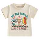 Canis Toddler Boys Girls 4th of July T-Shirt We The People Like to Party Independence Memorial Day Short Sleeve Shirt (1-2T,Beige Party) (Beige)