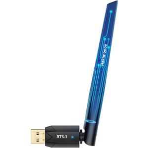 Long Range USB Bluetooth 5.3 Adapter for PC, Wireless Dongle Enhanced Antenna for Laptop Desktop Computer Windows 11 10 8.1 7, Linux, Pair n Play Headphones Speaker Mice Keyboard Controller