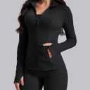 AVGO Womens Workout Jackets Lightweight Athletic Zip Up Jacket Slim Fit Running Gym Top with Pockets & Thumb Holes, Medium
