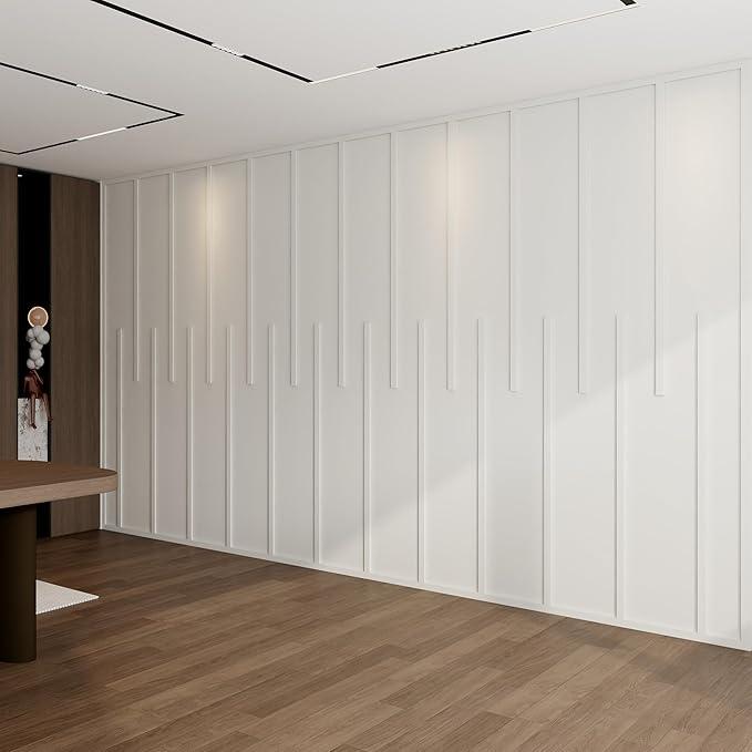 Pangda Peel and Stick Wall Molding Kit Flat Wall Molding Kit for Living Area Decor Premade Wainscoting Panels Accent Panel for Home, Office, Hallway, Dining Room(Classic Style)