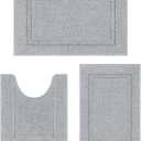 SHACOS Soft Fluffy Bathroom Rugs Set of 3 Pieces Bath Mats with U Shape Toilet Rugs Non Slip Washable Bath Rugs Absorbent Bathroom Carpet for Shower Tub, Light Gray
