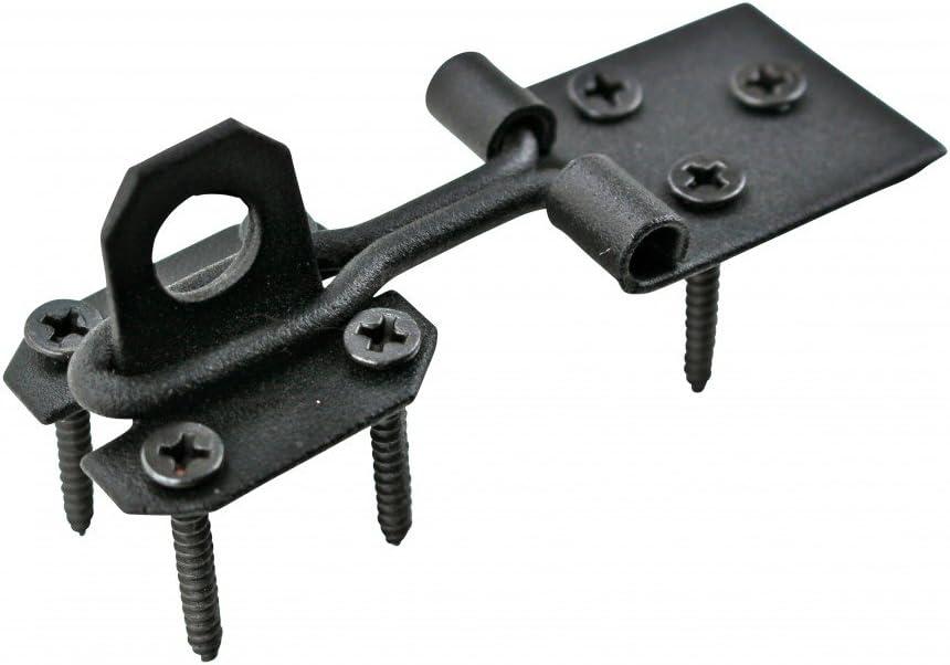 Renovators Supply Manufacturing Door Lock Latch 3 in. Black Wrought Iron Hasp Latch Garage Barn Door Lock with Mounting Hardware