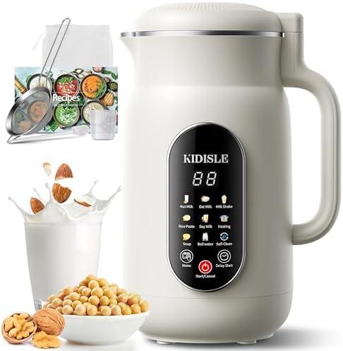 KIDISLE 51oz Nut Milk Maker Machine, 10-in-1 Soup Maker with 140℉ Heating & 8H Keep Warm, Touch Screen Plant-Based Milk Maker for Almond, Oat & Soy, 12H Delay Start & Self-Clean, Noise Reduction