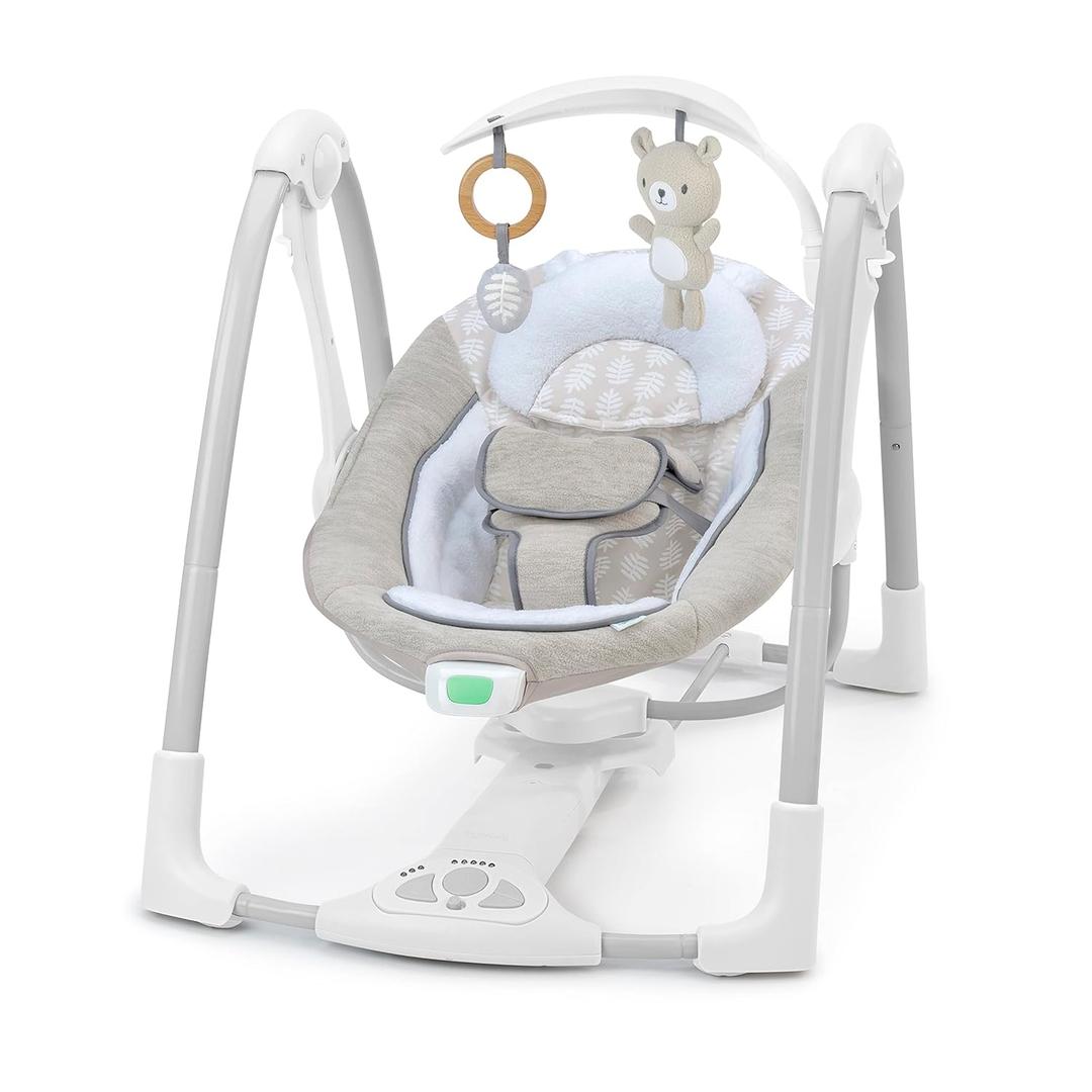 Ingenuity ConvertMe Swing-2-Seat, 5 Swing Modes, Vibrations, Music, USB PowerAdapt Cord,-Toy Bar - Wynn