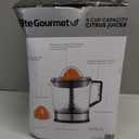 Elite Gourmet ETS740 BPA-Free 40-Watt Electric Citrus Juicer with 2 Cones, Compact, Large Volume, Pulp Control, Oranges, Lemons, Limes, Grapefruits with Easy Pour Spout, 1.2L, Black/Stainless Steel