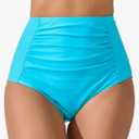 Women's High Waisted Ruched Bikini Bottoms Full Coverage Swim Bottoms Tummy Control Swimsuits Bottoms 2XL