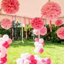 BIG KEYS 4-Piece Paper Flower Set, Garland Decoration, Nude Pink Paper Ball Garland, Suitable for Birthday Decorations, Baby Baptisms, Wedding Engagements, Wedding Banquet Parties, Christmas.