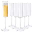 Ciaell 24 Pack Plastic Champagne Flutes - Clear 6 Oz Disposable Champagne Glasses - Square Plastic Toasting Glasses for Party Birthday Anniversary Wedding