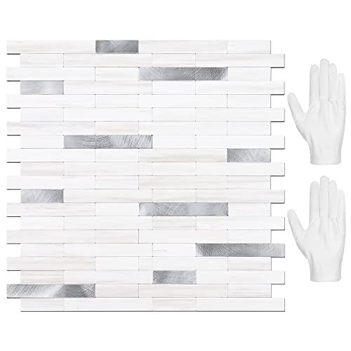 STICKGOO Peel and Stick Backsplash Tile, Stick on Backsplash for Kitchen and Bathroom, Dolomite White Marble Look (6 Sheets)