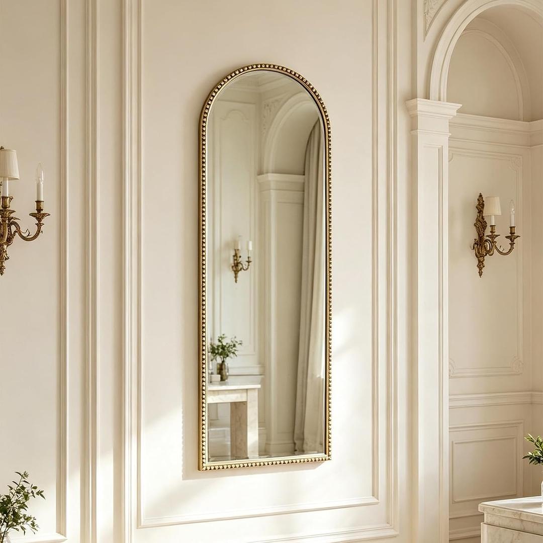 Arched Full Length Mirror,16x47" Gold Dressing Floor Long Full Body Mirror